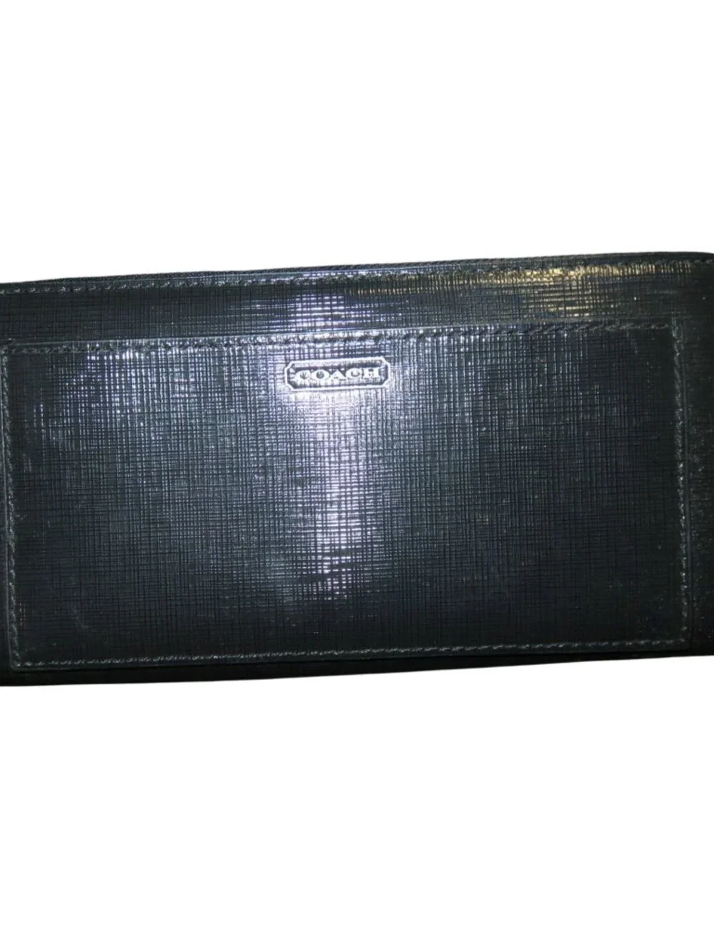 COACH Darcy Black Leather Accordian Full Zip Continental Long Wallet